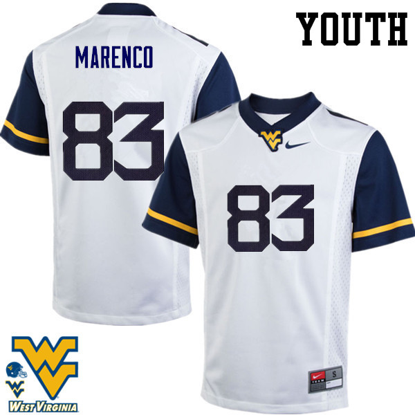 Youth #83 Alejandro Marenco West Virginia Mountaineers College Football Jerseys-White - Click Image to Close